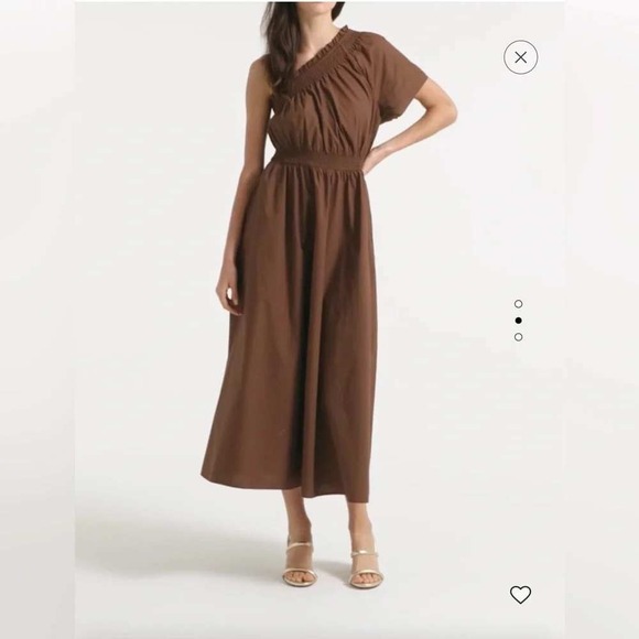 J. Crew Dresses & Skirts - NWT J.Crew Smocked One-Shoulder Midi Dress Brown Cotton Poplin Size XS